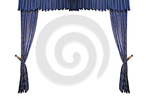 Blue curtain isolated on white background