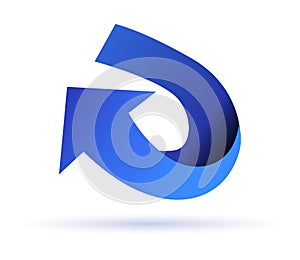 Blue curved arrow