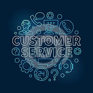 Blue customer service round illustration - vector customer suppo