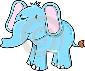 Blue Cute Elephant Vector