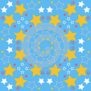 Blue cute seamless pattern with star and starry sky, cute ornament background for design