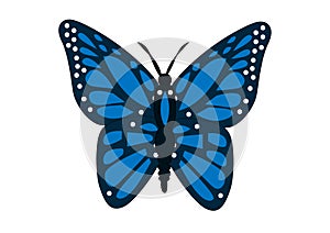 Blue cute vector butterfly clipart illustration