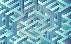 Blue cyan labyrinth illustration.