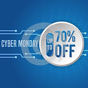 Blue Cyber monday technology background with text inside circle vector