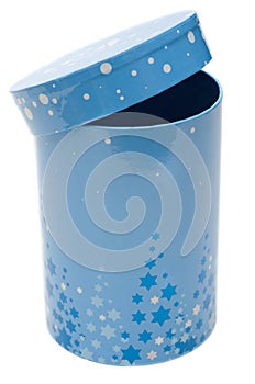 Blue cylindrical small box photo
