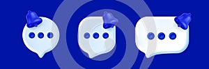 Blue 3d chat popups bubble notification with bell photo
