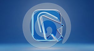 Blue 3D Cursor Icon on a Gradient Background mouse