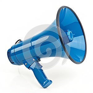 Blue 3D megaphone isolated on white background