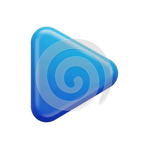 Blue 3d play button icon for media player interface