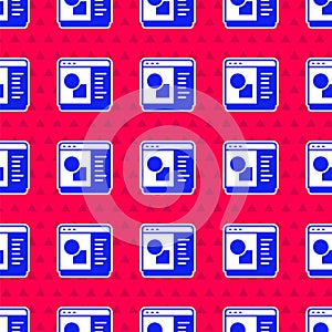 Blue 3D printer software icon isolated seamless pattern on red background. 3d printing. Vector