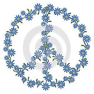 Blue daisy flower peace symbol