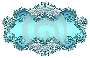 Blue Damask floral text frame