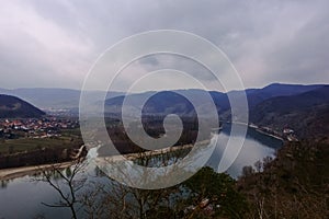 blue danube with a curve and a wonderful landscape