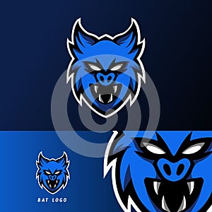 Blue dark bat vampire mascot sport esport logo template