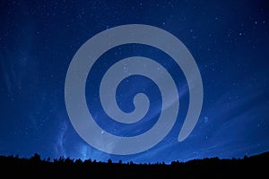 Blue dark night sky with stars.