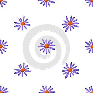 Blue dasies. Seamless flowers pattern isolated on white background