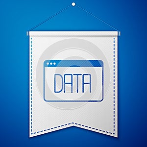 Blue Data analysis icon isolated on blue background. Business data analysis process, statistics. Charts and diagrams