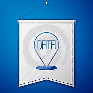 Blue Data analysis icon isolated on blue background. Business data analysis process, statistics. Charts and diagrams