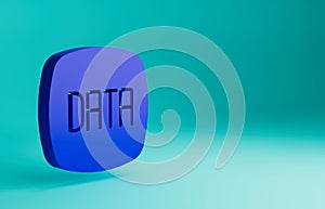 Blue Data analysis icon isolated on blue background. Business data analysis process, statistics. Charts and diagrams