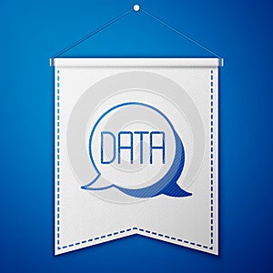 Blue Data analysis icon isolated on blue background. Business data analysis process, statistics. Charts and diagrams