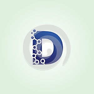 Blue Data Technology D Letter Logo.