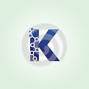 Blue Data Technology K Letter Logo.