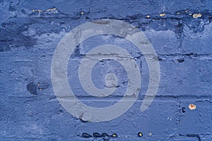 Blue Decayed Broken Brick Stone Wall Texture Background