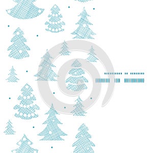 Blue decorated Christmas trees silhouettes textile