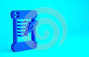 Blue Decree, paper, parchment, scroll icon icon isolated on blue background. Minimalism concept. 3d illustration 3D