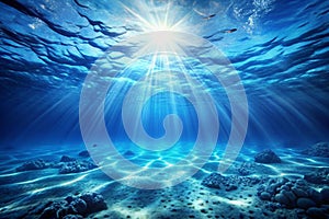 Blue deep sea underwater background