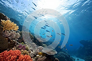 Blue deep sea underwater background