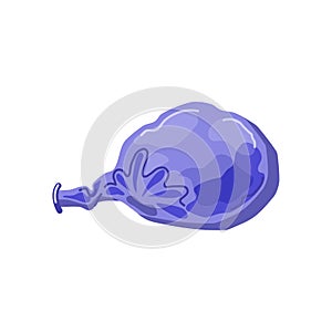 Blue deflated balloon. Holiday attributes. Vector cartoon illustration on a white isolated background.