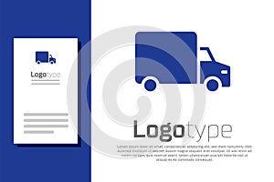 Blue Delivery cargo truck vehicle icon isolated on white background. Logo design template element. Vector