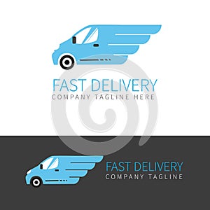 Blue delivery van logo