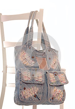 A blue denim bag