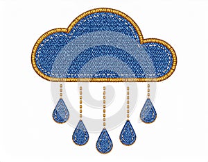Blue Denim Cloud with Gold Rain Drops
