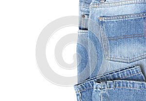 Blue denim isolated on white