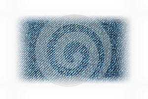Blue denim jeans material isolatd on empty white background