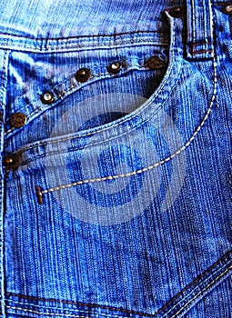 Blue denim pocket with brown studs