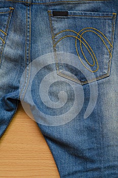 Blue denim with seam and Jeans pocket