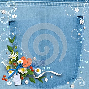 Blue denim textured background vintage