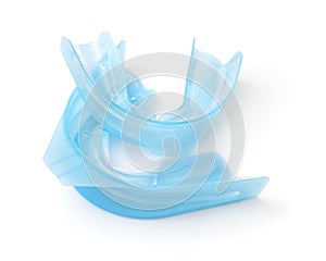 Blue dental fluoride gel trays photo