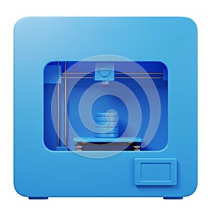 Blue Desktop 3D Printer Creating a Cylindrical Object