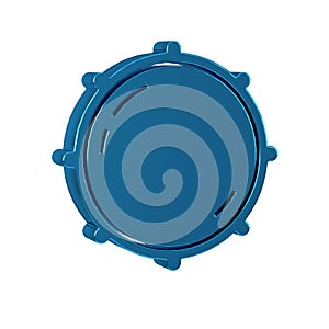 Blue Dial knob level technology settings icon isolated on transparent background. Volume button, sound control, analog