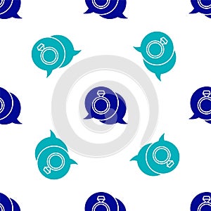 Blue Diamond engagement ring icon isolated seamless pattern on white background. Vector