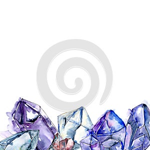 Blue diamond rock jewelry mineral. Frame border ornament square.