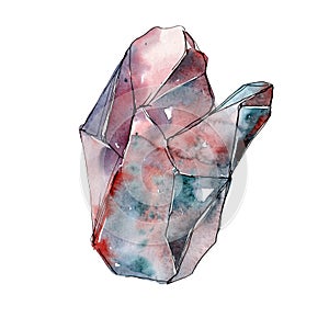 Blue diamond rock jewelry mineral. Isolated illustration element.