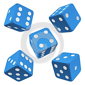 Blue dice set. Vector icon photo
