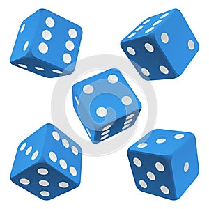 Blue dice set. Vector icon