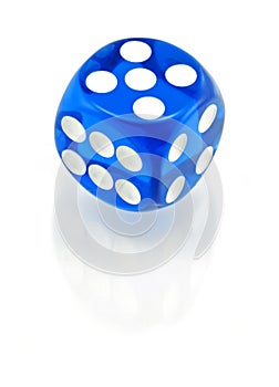 Blue Die on White - 5 on Top